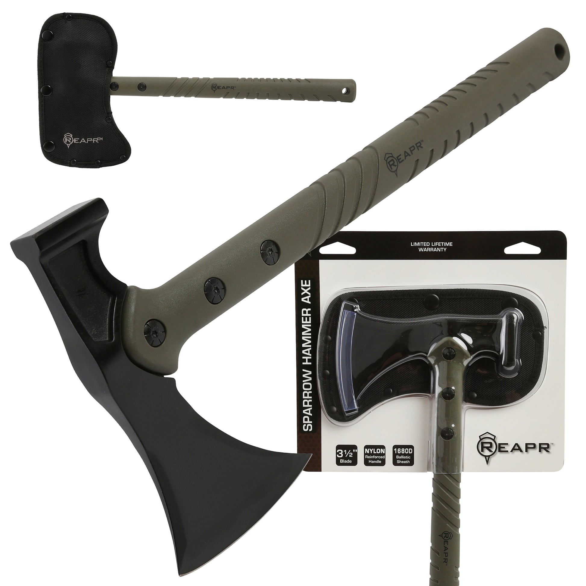 REAPR 11778 Sparrow Hammer Axe, stainless steel precision cast head, two-in-one axe and hammer combination 